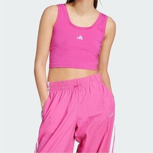 Adidas essentials hot pink fuchsia cropped dance top running gym workout NWT Y2K